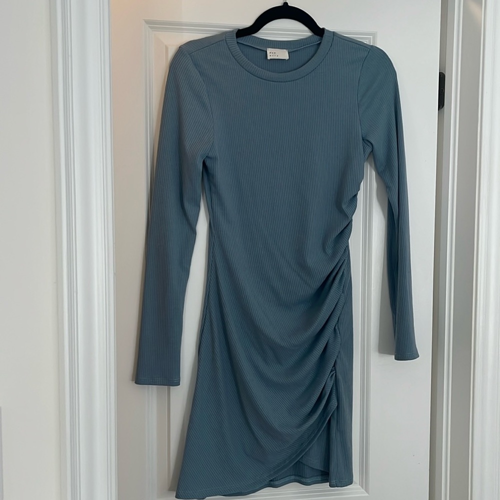 Powder blue fitted stretch dress